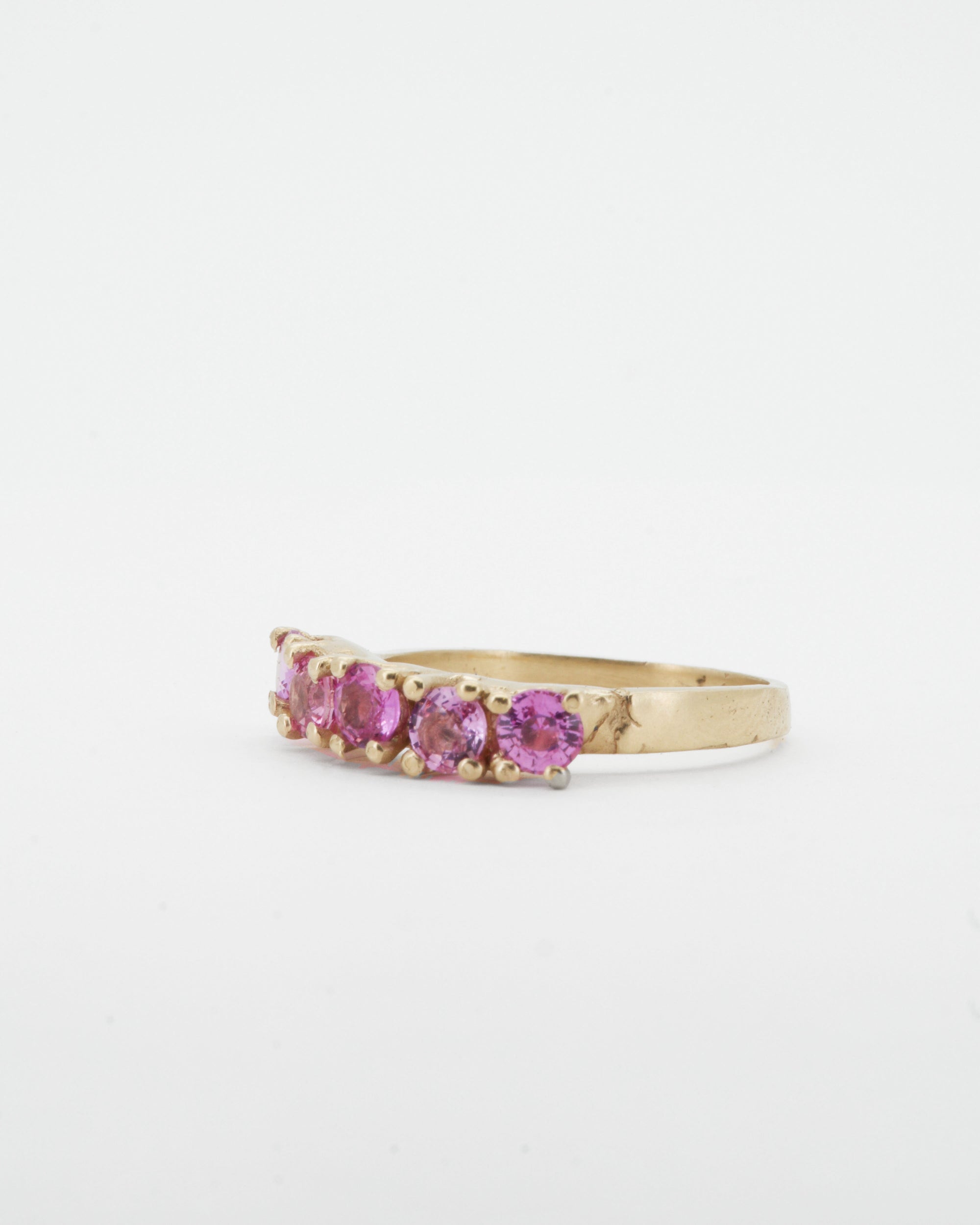 pink sapphires + 9ct yellow gold