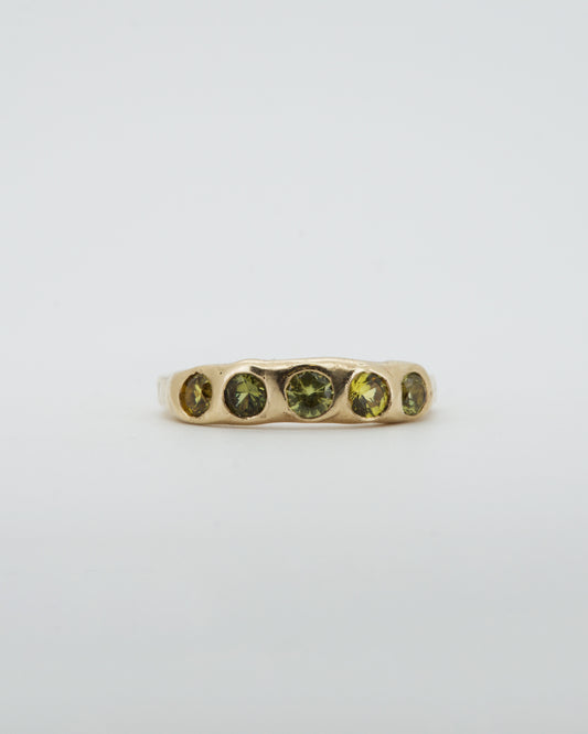 yellow sapphires + solid 9ct yellow gold band