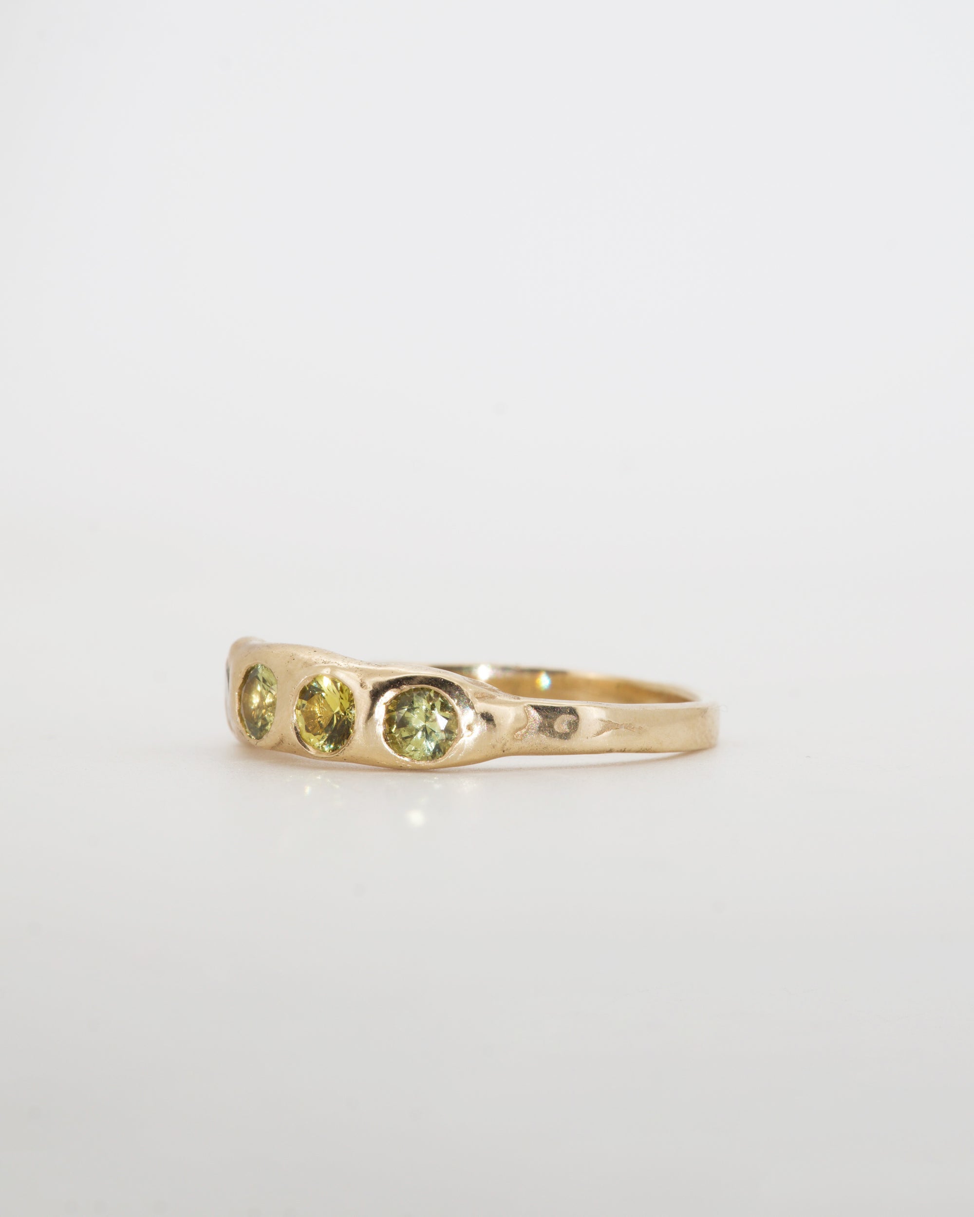 yellow sapphires + solid 9ct yellow gold band