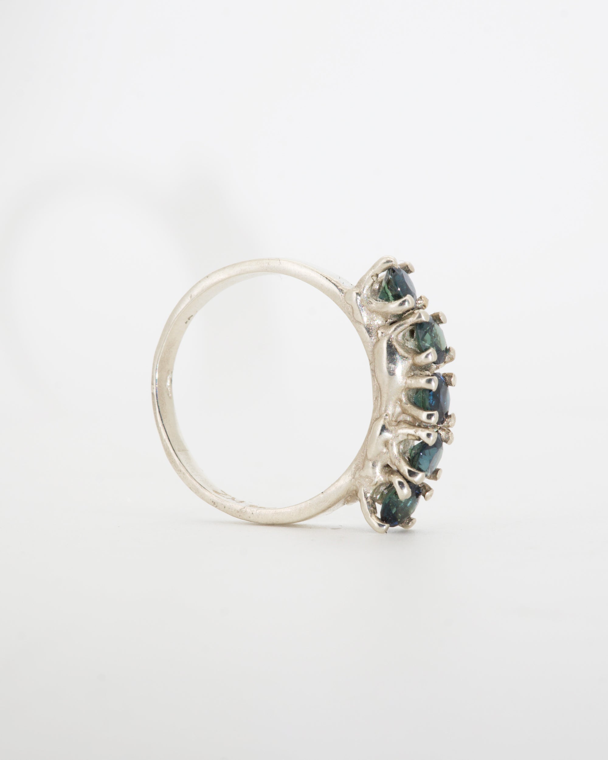 teal sapphires + 9ct white gold