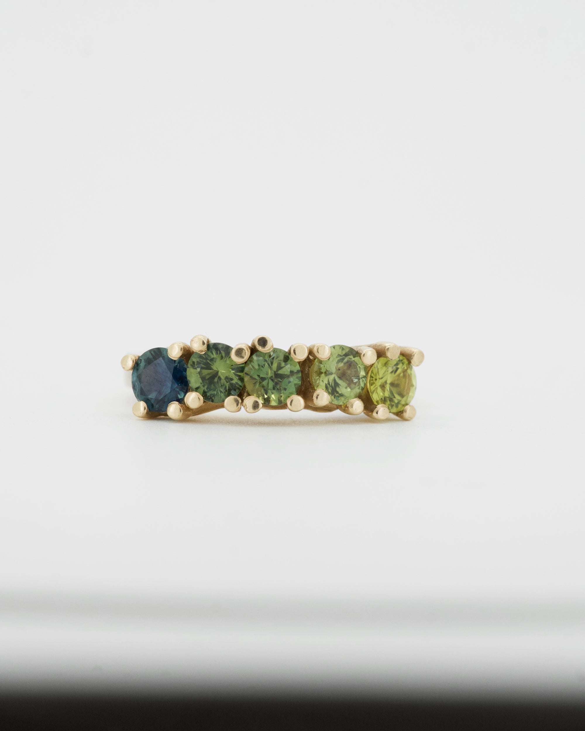 multi-coloured sapphires + 9ct gold