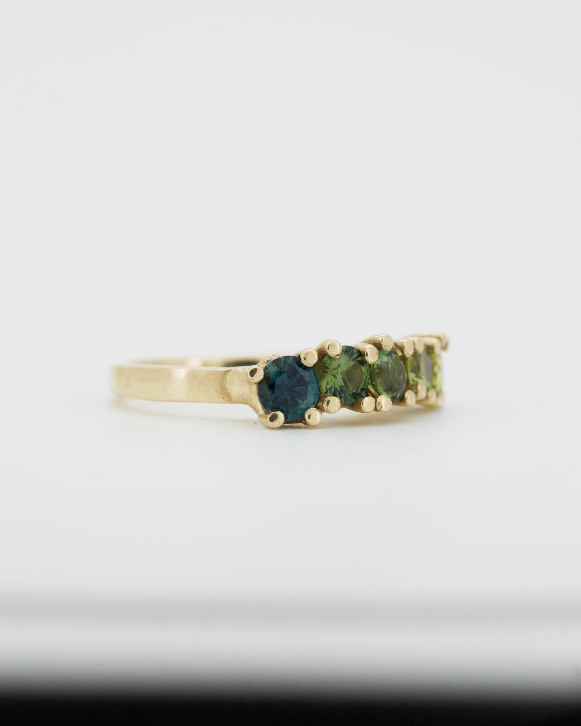 multi-coloured sapphires + 9ct gold