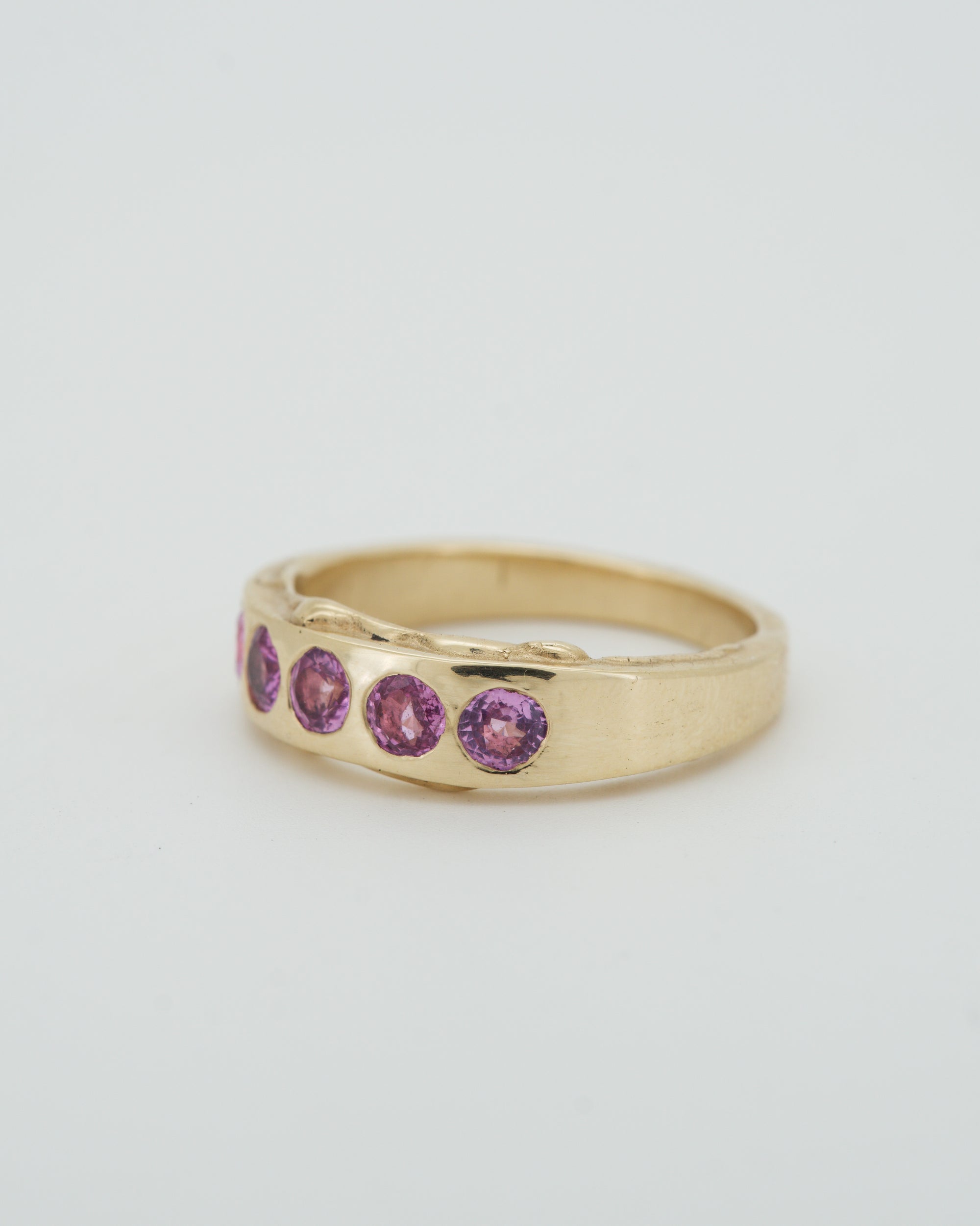 Drip ring - pink sapphires + solid 9ct