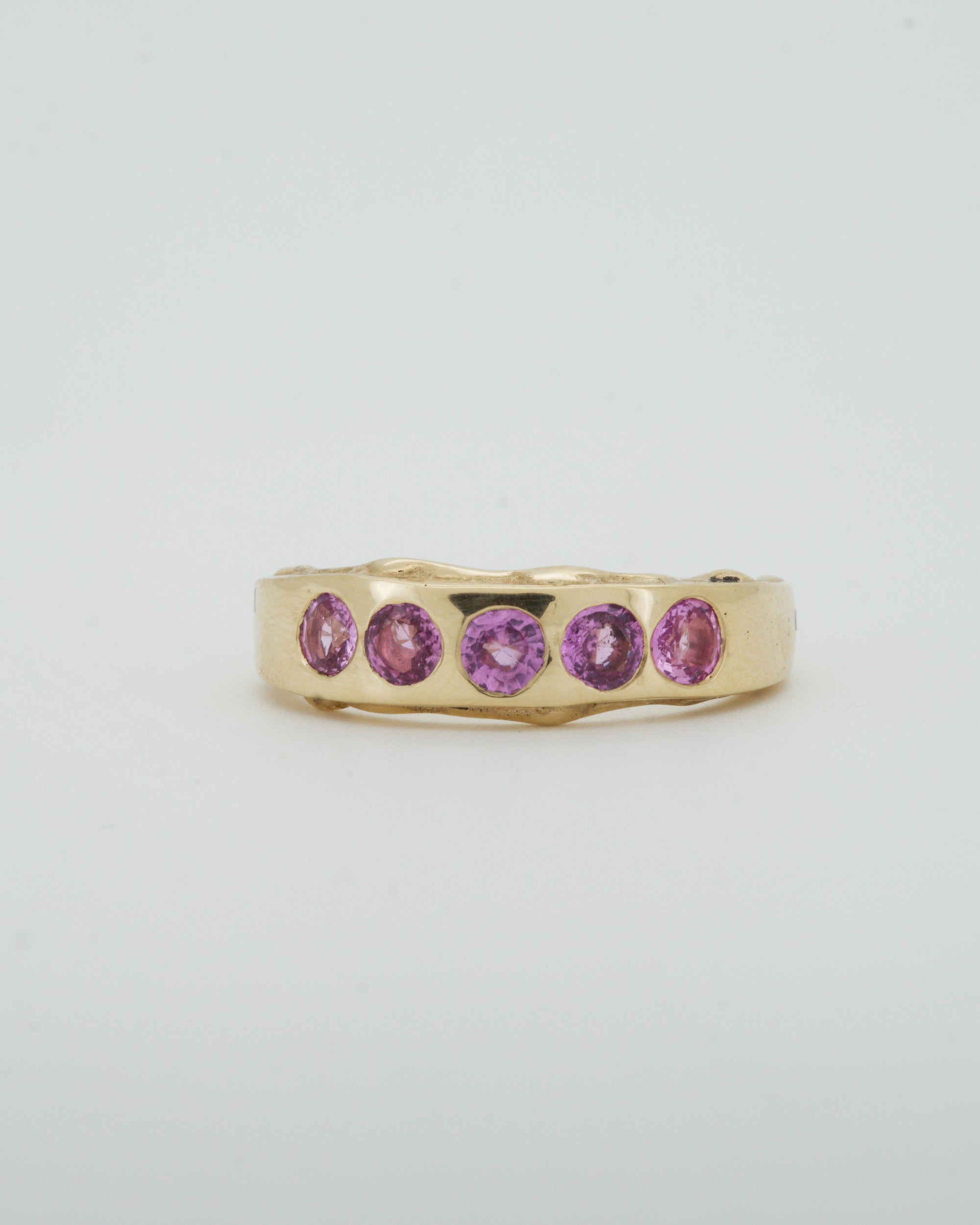 Drip ring - pink sapphires + solid 9ct