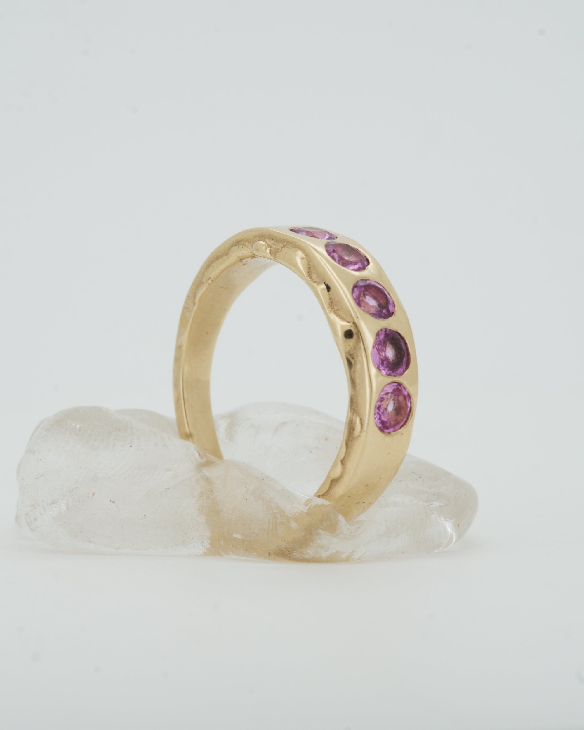 Drip ring - pink sapphires + solid 9ct