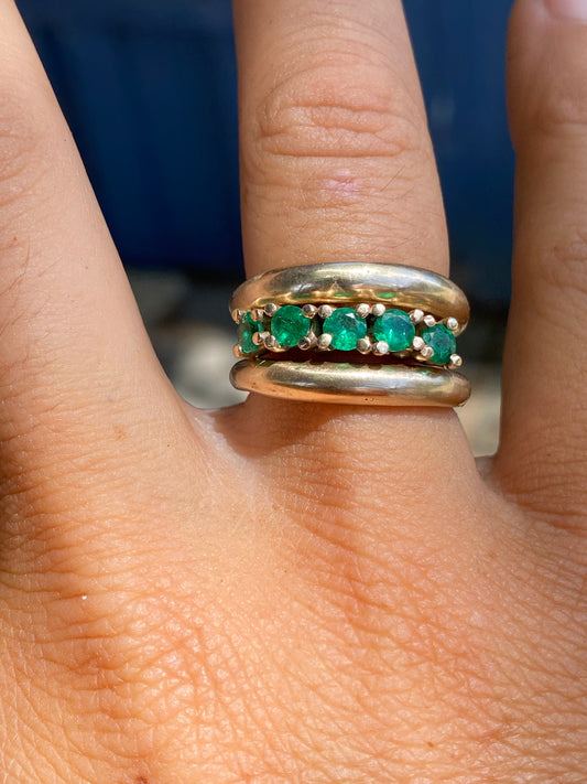 emeralds + solid 9ct yellow gold